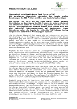 J&auml;gerschaft installiert interne Task Force zu TBC