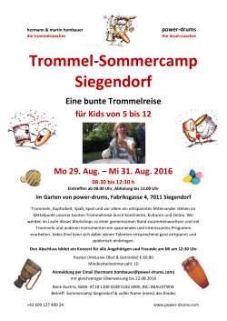 Trommel-Sommercamp Siegendorf Eine bunte Trommelreise für