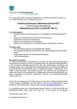 Fachfrau/Fachmann Betriebsunterhalt EFZ