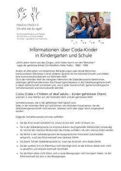 Infoblatt &uuml;ber Coda Kinder f&uuml;r Kindergarten und