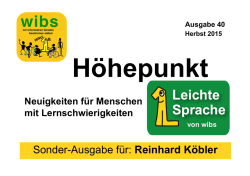 Herbst 2015 Sonderausgabe f&uuml;r Reinhard