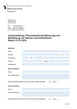 Jahresmeldung: Pharmazeutische Betreuung und Belieferung von