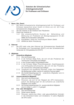 Statuten der Schweizerischen Arbeitsgemeinschaft für Prothesen