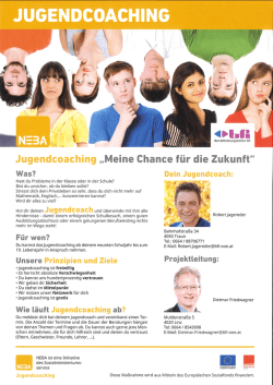 Jugendcoaching &bdquo;Meine Chance f&uuml;r die Zukunft&ldquo;