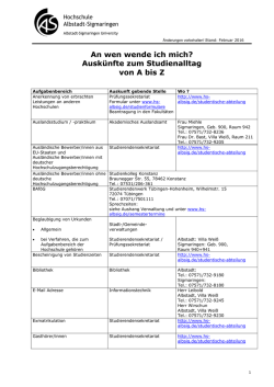 An wen wende ich mich? Auskünfte zum Studienalltag von A bis Z
