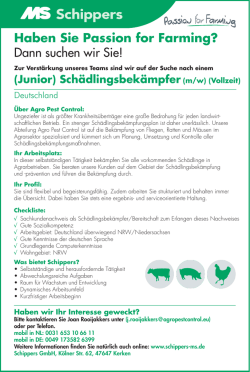 Haben Sie Passion for Farming? Dann suchen wir Sie!