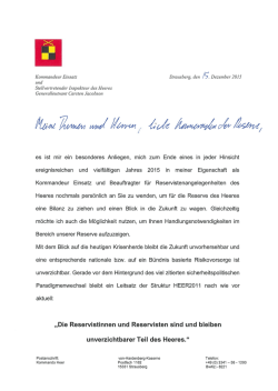 Jahresbrief des Stellvetreters des Inspekteurs der Heeres und
