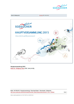 Hauptversammlung 2015 Rede Dr. Wolfgang Heer