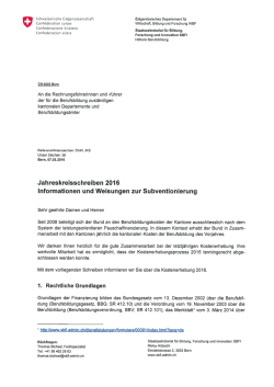 Jahreskreisschreiben 2016