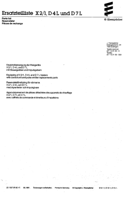Page 1 Ersatzteﬂüste X 2/1, D 4 L und D 7 L * *“ Parts Iist
