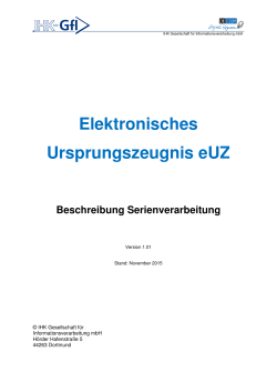 eUZ - Beschreibung Serienverarbeitung