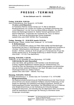 Pressetermine - Stadt Brandenburg an der Havel