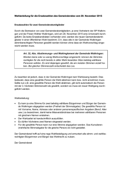Eine kurze Information und Wahlanleitung