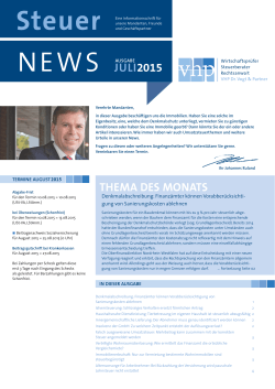 VHP SteuerNews 07/2015