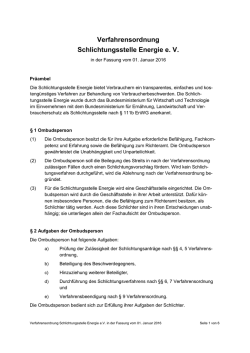 Verfahrensordnung Schlichtungsstelle Energie eV