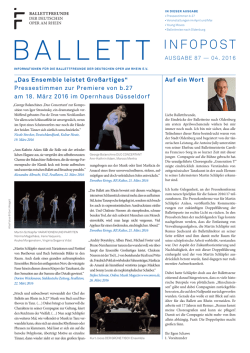 Ballett Infopost Nr. 87 April 2016