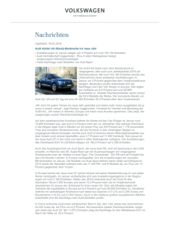 Audi startet mit Absatz-Bestmarke ins neue Jahr