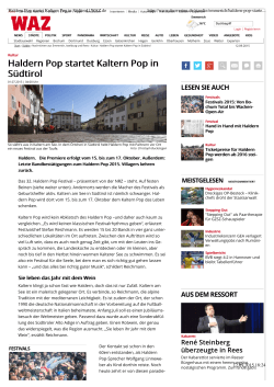 Haldern Pop startet Kaltern Pop in Südtirol