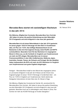 IR Release: Mercedes-Benz startet mit zweistelligem