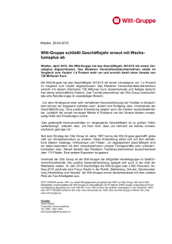 Witt-Gruppe schließt Geschäftsjahr erneut mit Wachs