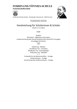 Handreichungen f&uuml;r Sch&uuml;ler (Heft) - Ferdinand-T&ouml;nnies