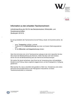 Information zu den erlaubten Taschenrechnern