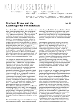 Giordano Bruno und die Kosmologie der Unendlichkeit