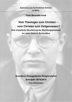 Vom Theologen zum Christen - Dietrich Bonhoeffer: Das Portal