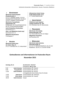 Gottesdienste im Pastoralen Raum 11/2015