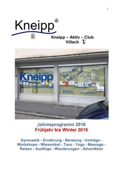 Jahresprogramm 2016 - Kneipp Bund