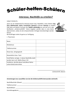 Interesse, Nachhilfe zu erteilen? - Hans-Ehrenberg