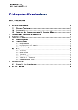 Erteilung eines Rückreisevisums - Migrationsamt