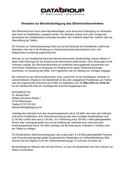 Hinweise zur Bevollm&auml;chtigung des