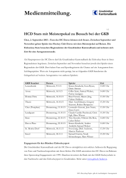 HCD Stars mit Meisterpokal zu Besuch bei der GKB