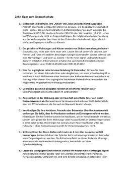 10 Tipps zum Einbruchschutz