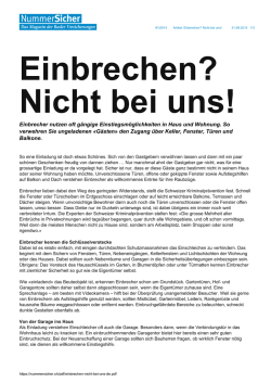 Einbrecher nutzen oft g&auml;ngige