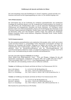 Einf&uuml;hrung in die Sprache und Kultur der R&ouml;mer Die