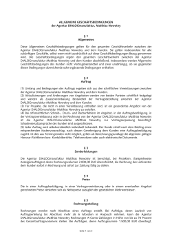 ALLGEMEINE GESCHÄFTSBEDINGUNGEN der Agentur