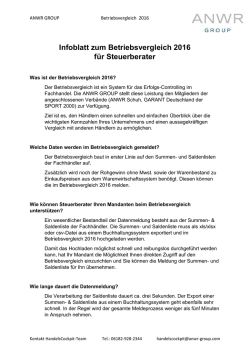 Infoblatt zum Betriebsvergleich 2016 f&uuml;r