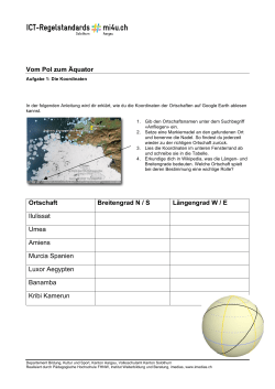 Aufgabenblatt 1: Die Koordinaten