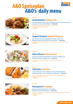 Speiseplan - A&O HOTELS and HOSTELS