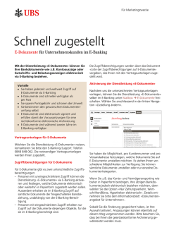 Kurzanleitung f&uuml;r E-Dokumente via UBS e