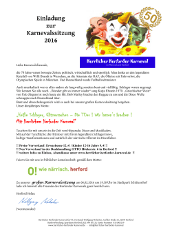 Einladung zur Karnevalssitzung 2016