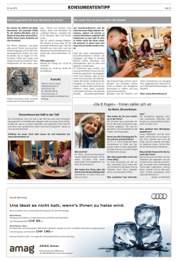 Dinner4more am 26. Juni 2015 in den Aarauer Nachrichten
