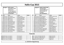 Spielplan Hallo Cup 2015