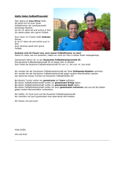 Hallo liebe Fu&szlig;ballfreunde!