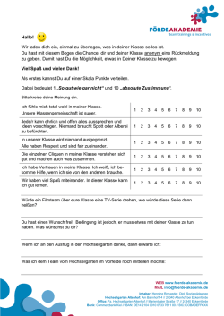 Hallo! Wir laden dich ein, einmal zu &uuml;berlegen, was in deiner Klasse