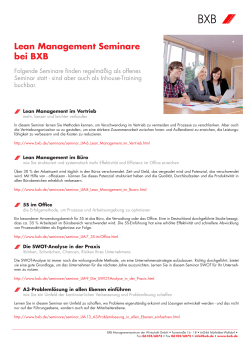 Lean Management Seminare bei BXB