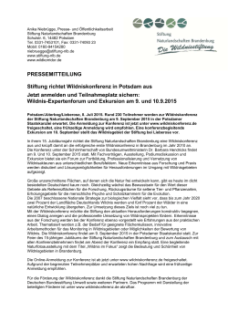 Stiftung richtet Wildniskonferenz in Potsdam aus