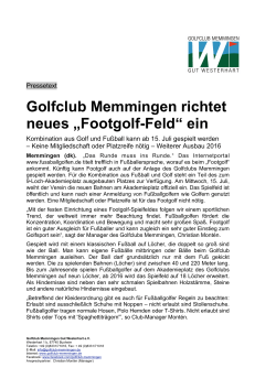 Golfclub Memmingen richtet neues &bdquo;Footgolf